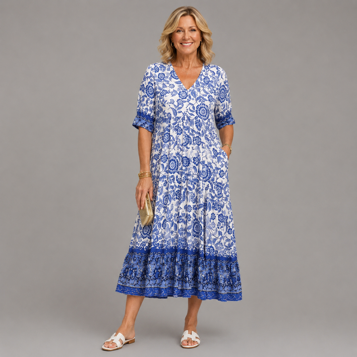 Robe fleurie à col V