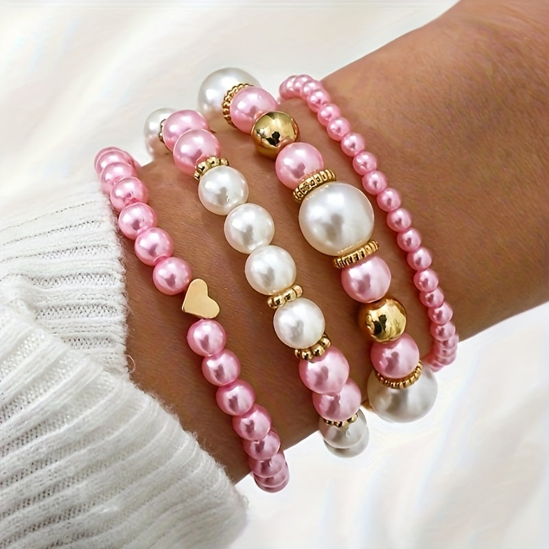 Camille | Set de Bracelets Perles et Cœur