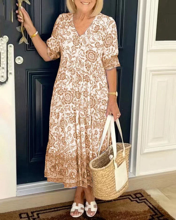 Robe fleurie à col V