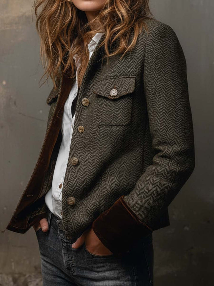 Blazer à chevrons et finitions contrastantes