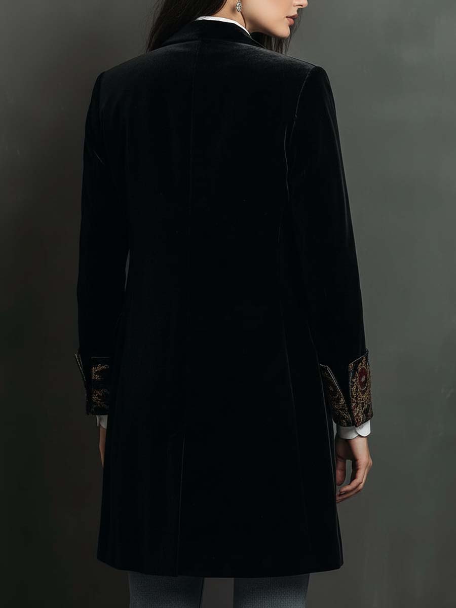 Blazer noir cintré à motifs baroques