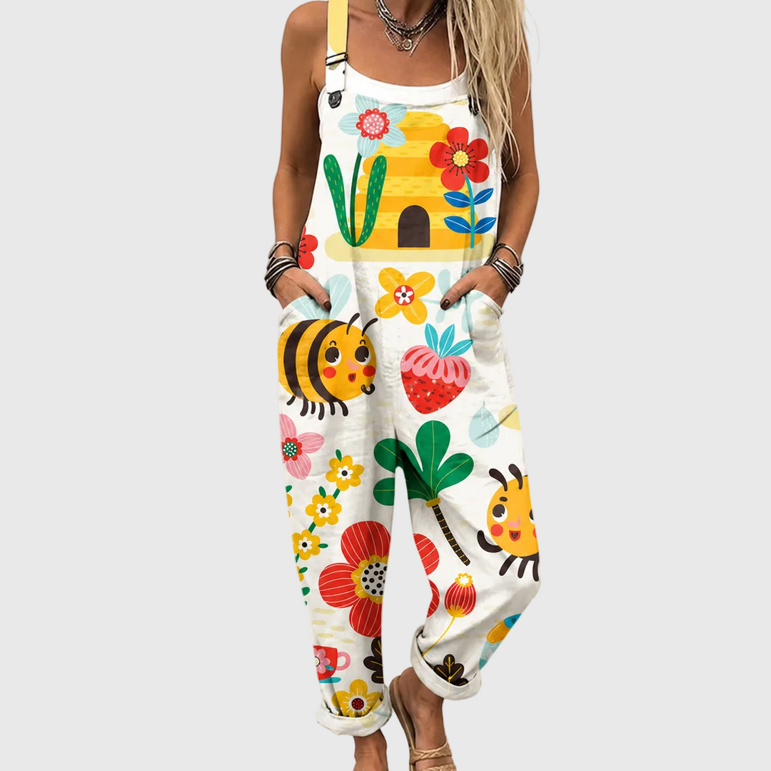 Combinaison à abeilles et jardin coloré