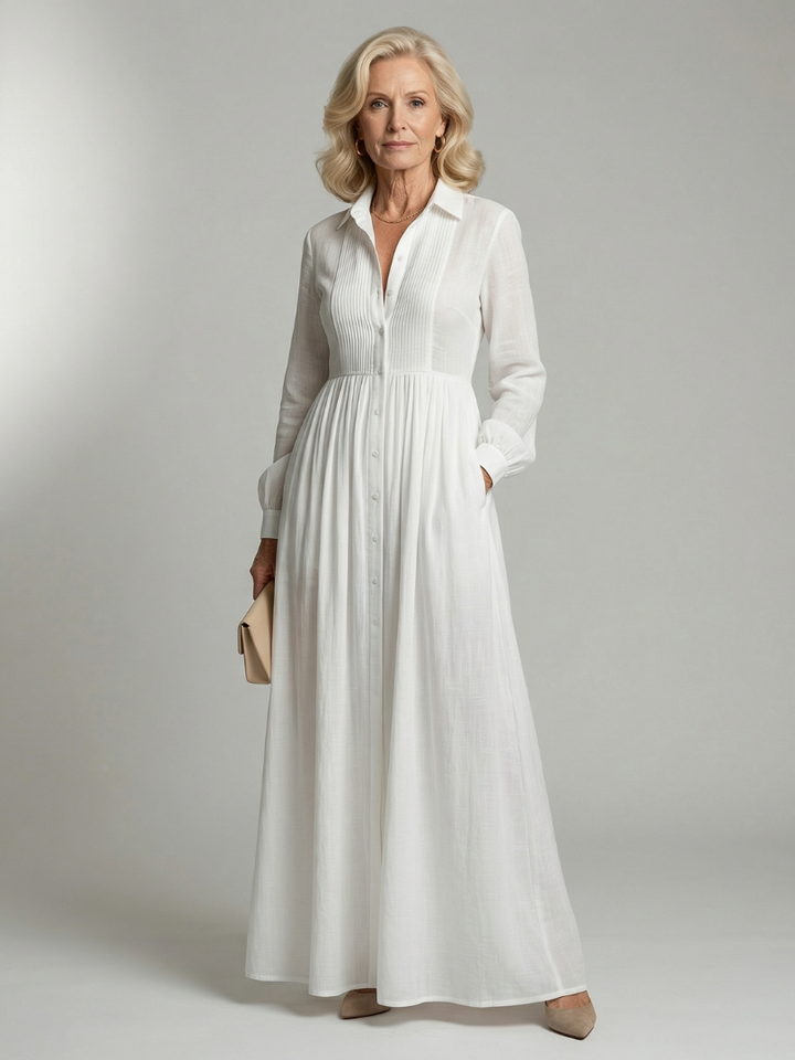 Robe longue à manches longues et boutons