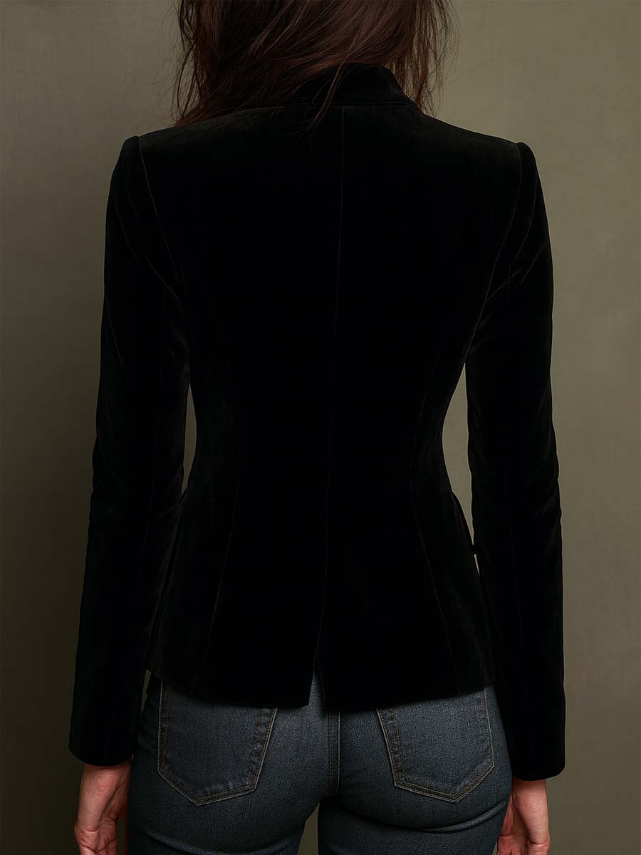 Blazer noir à broderies florales multicolores