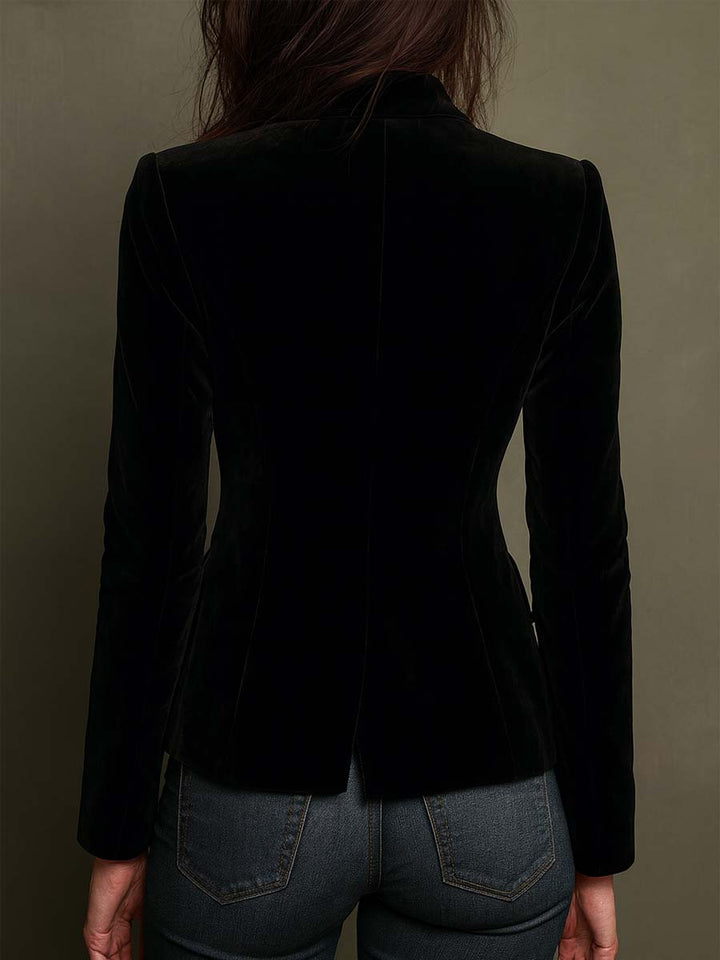 Blazer noir à broderies florales multicolores