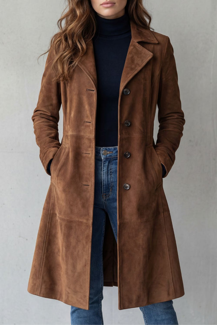 Disa | Manteau long à effet suédine vintage