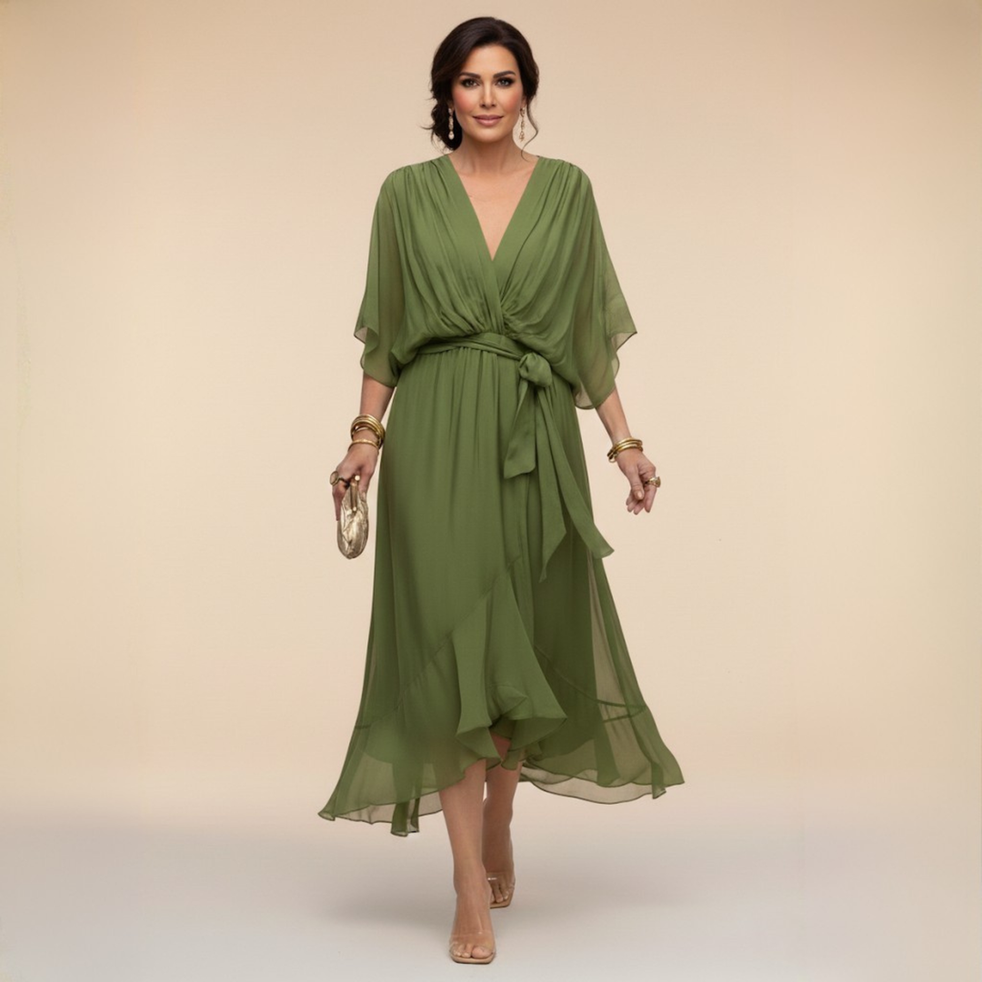 Robe à col V et coupe portefeuille