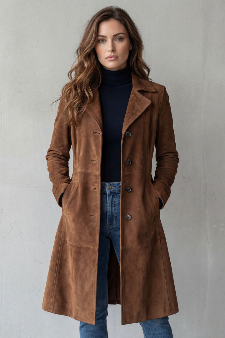 Disa | Manteau long à effet suédine vintage