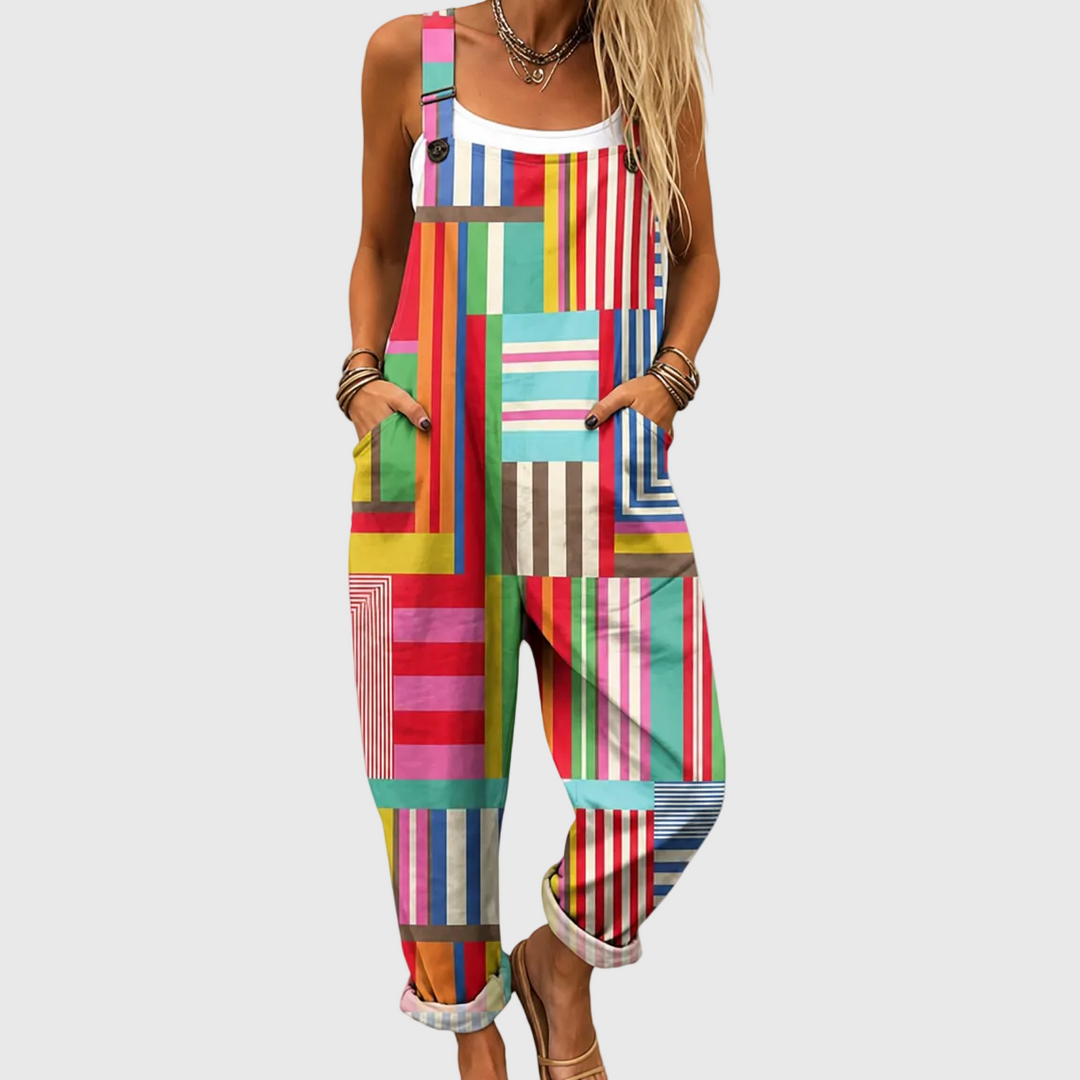 Salopette à motifs imprimés – Colourful Patchwork Overalls Comfort