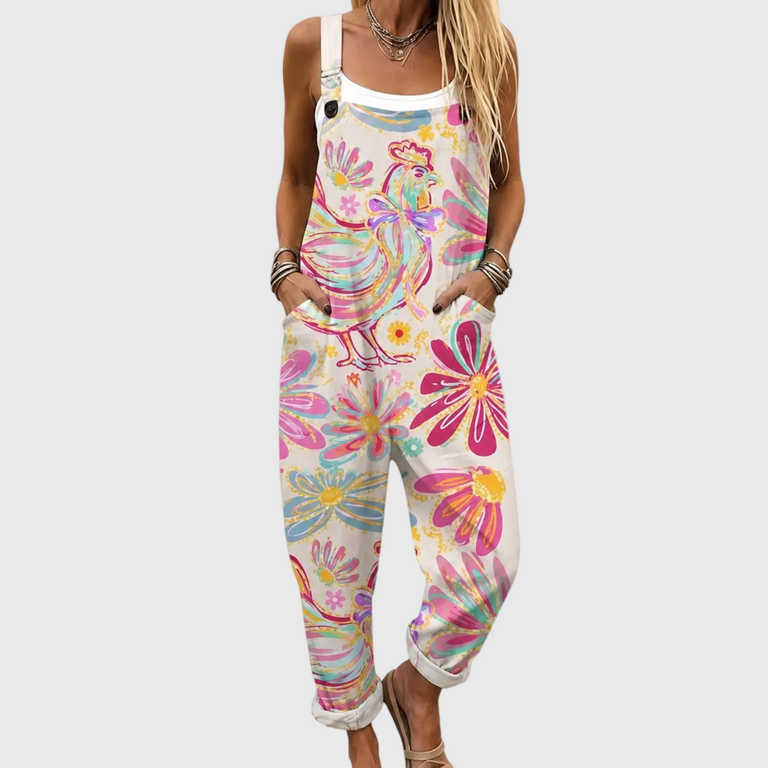 Salopette à fleurs multicolores – Colourful Floral Dungarees
