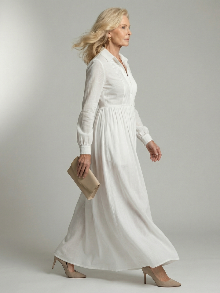 Robe longue à manches longues et boutons