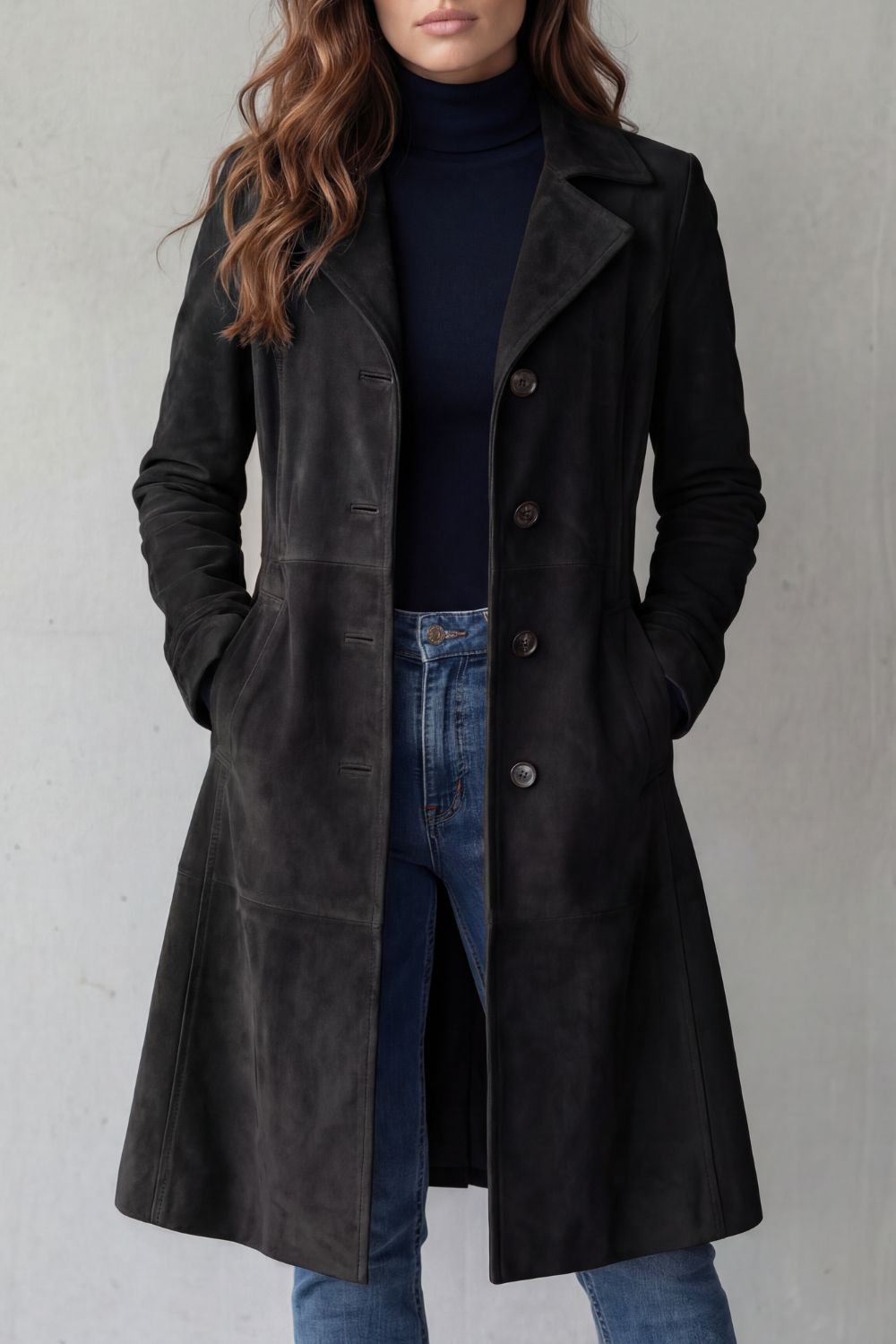 Disa | Manteau long à effet suédine vintage