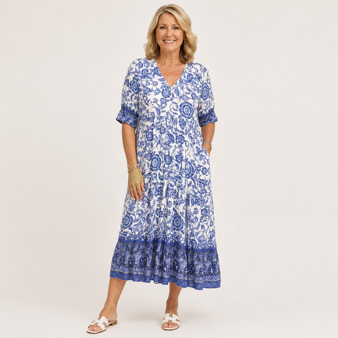 Robe fleurie à col V