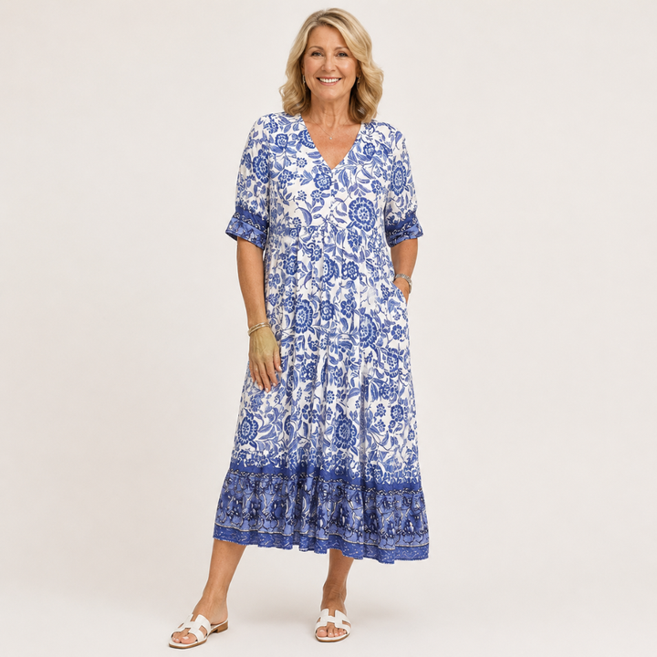 Robe fleurie à col V