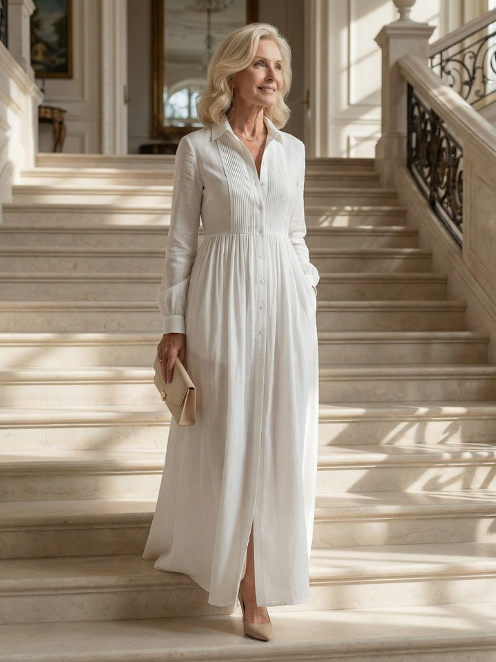 Robe longue à manches longues et boutons