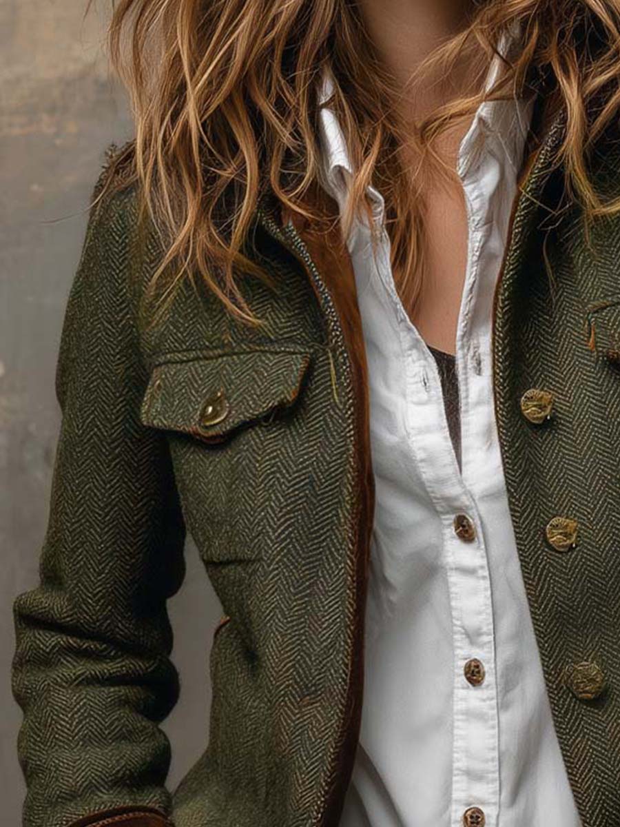 Blazer à chevrons et finitions contrastantes