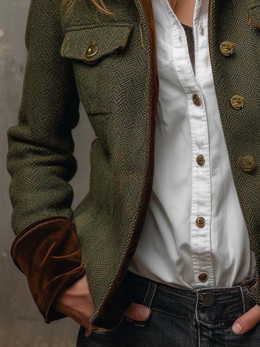 Blazer à chevrons et finitions contrastantes
