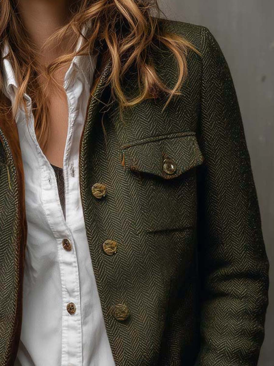 Blazer à chevrons et finitions contrastantes