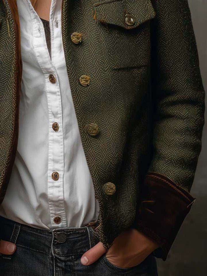 Blazer à chevrons et finitions contrastantes