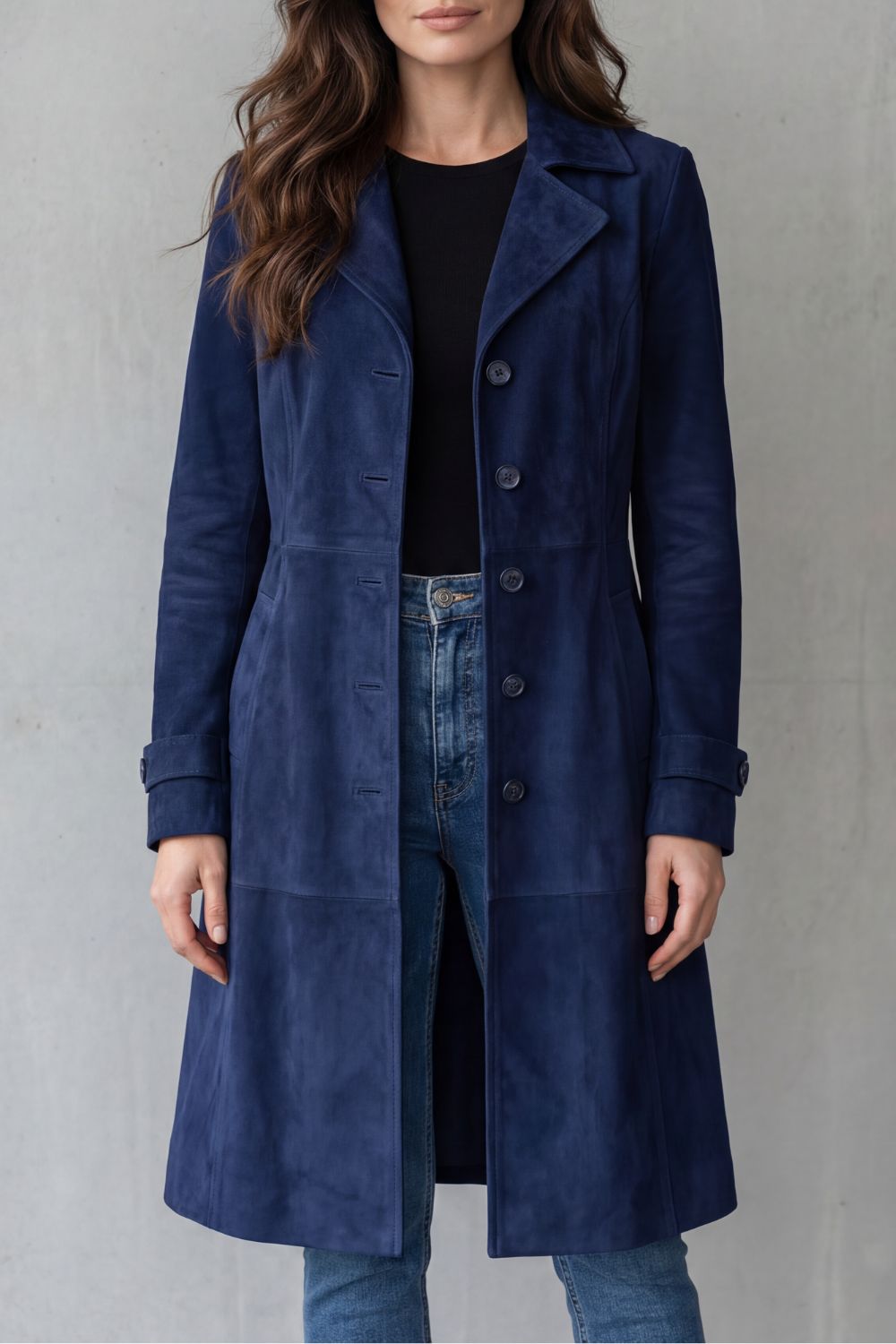 Disa | Manteau long à effet suédine vintage