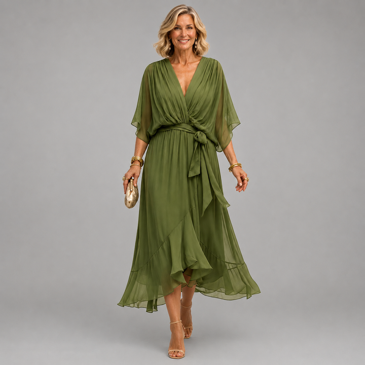 Robe à col V et coupe portefeuille
