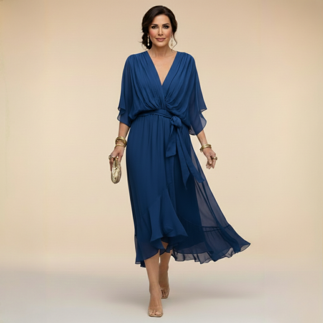 Robe à col V et coupe portefeuille