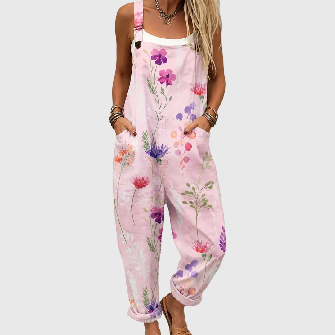 Salopette à fleurs roses – Pink Floral Overalls