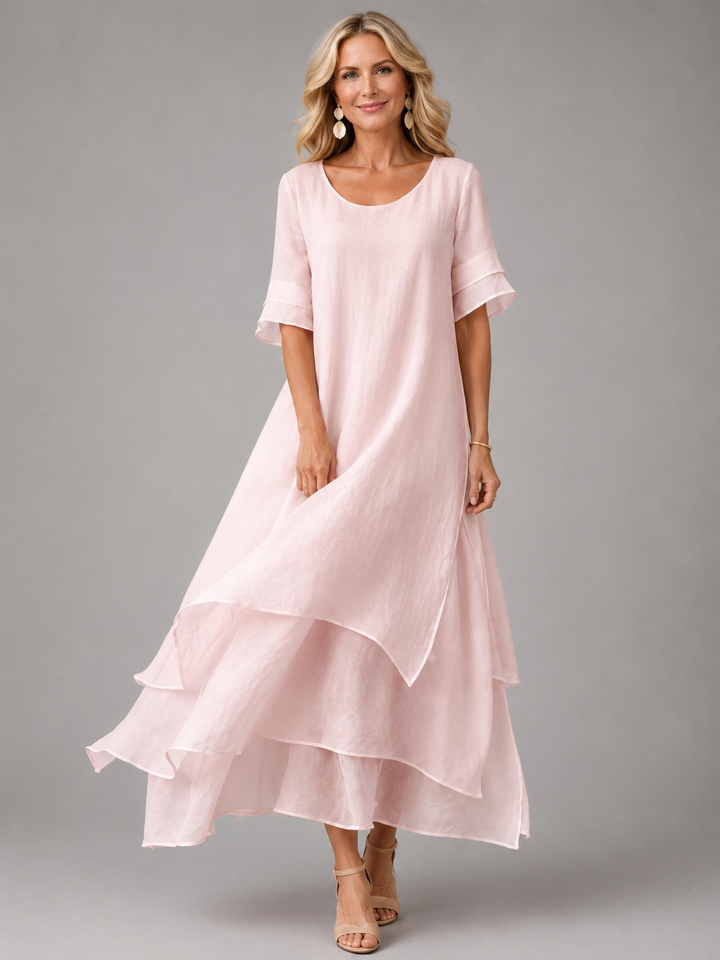 Robe longue fluide à volants