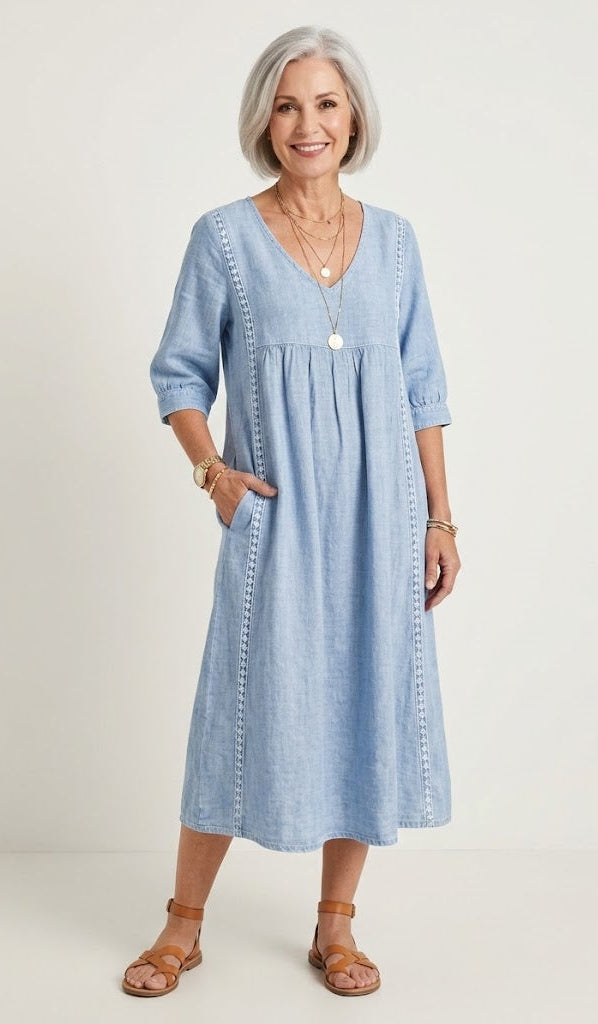 Robe longue évasée coupe trapèze