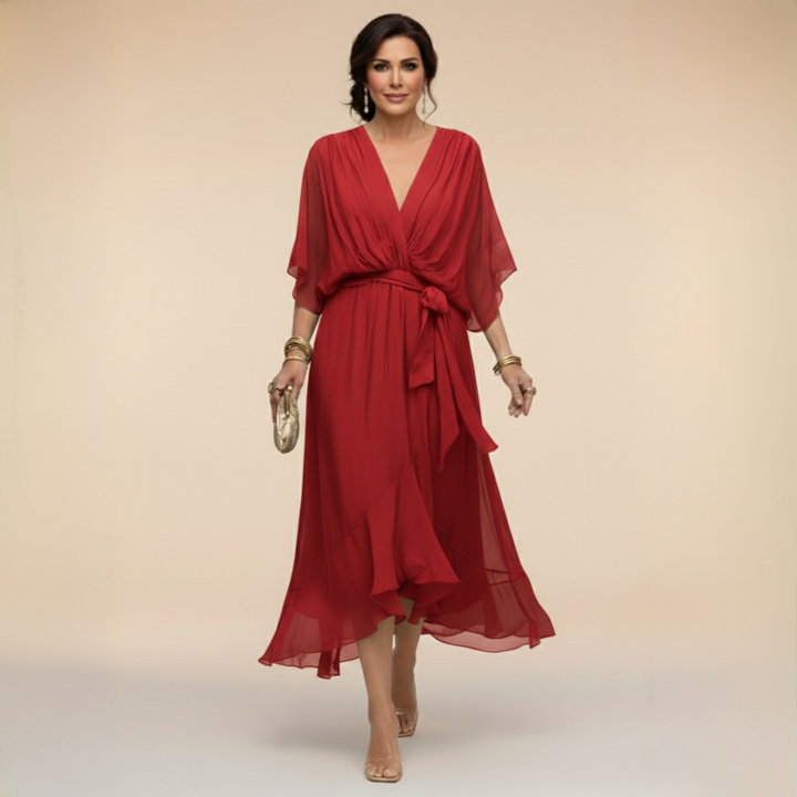 Robe à col V et coupe portefeuille