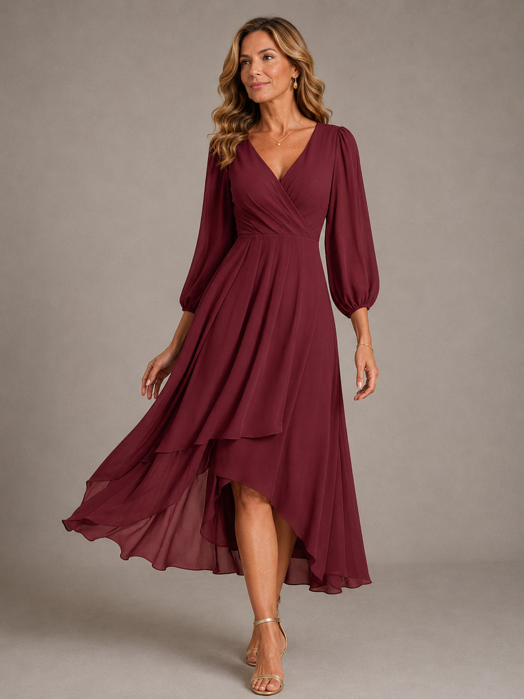 Robe longue élégante à col V