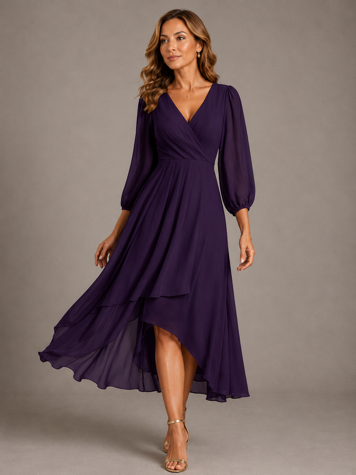 Robe longue élégante à col V