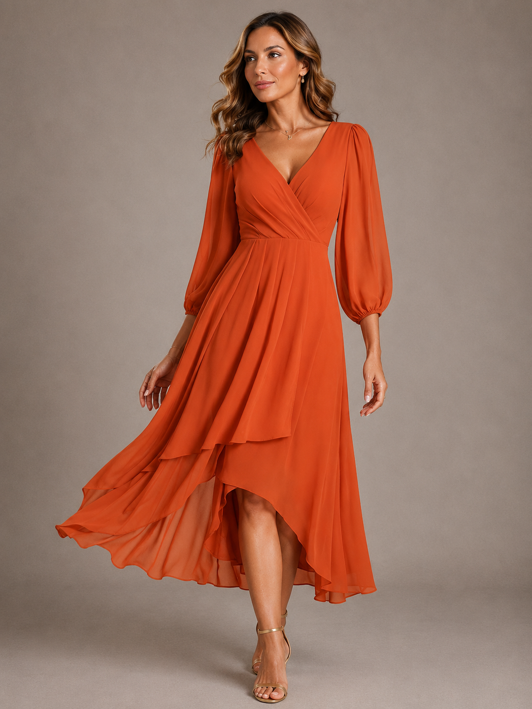 Robe longue élégante à col V