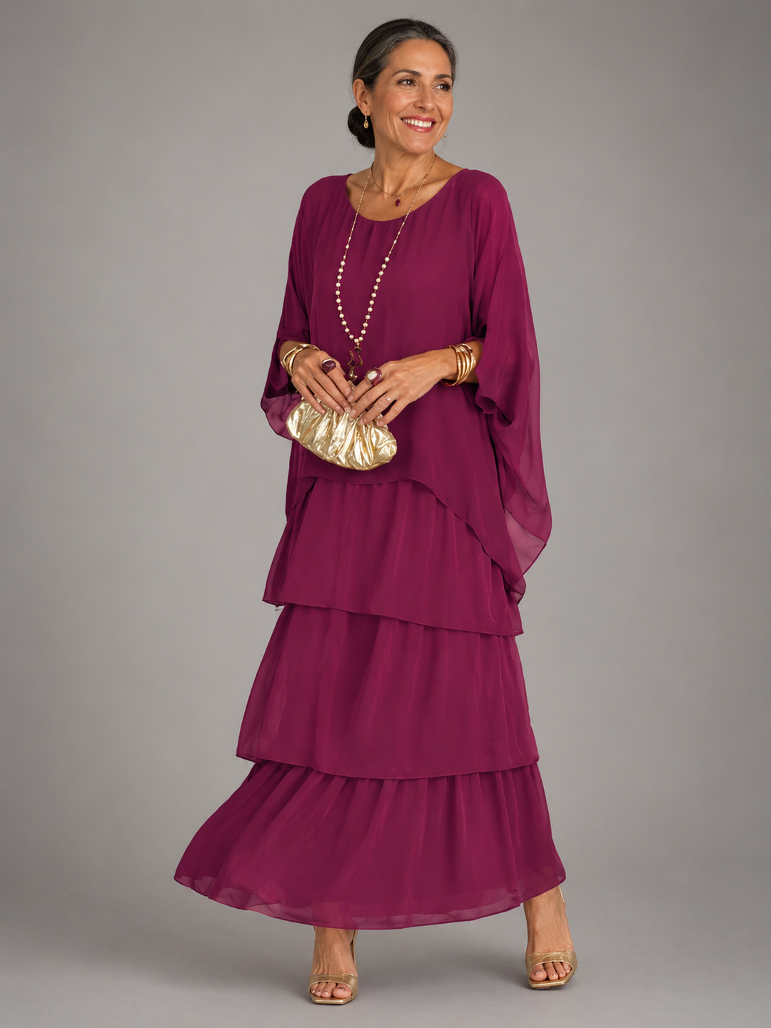 Robe longue fluide à étages