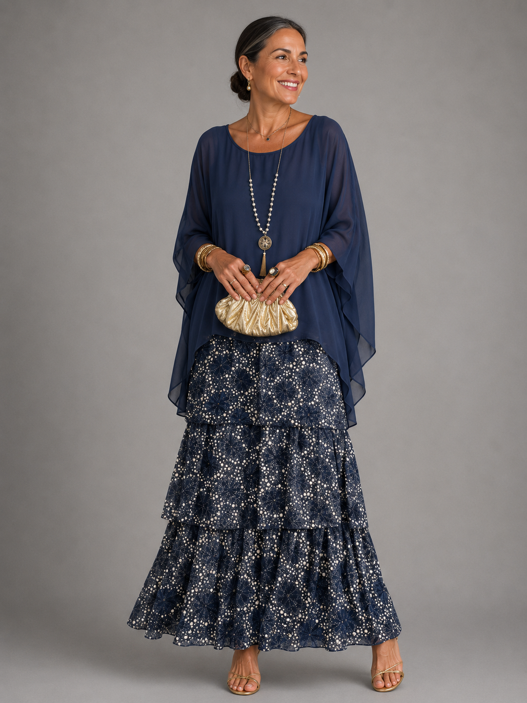 Robe longue fluide à étages