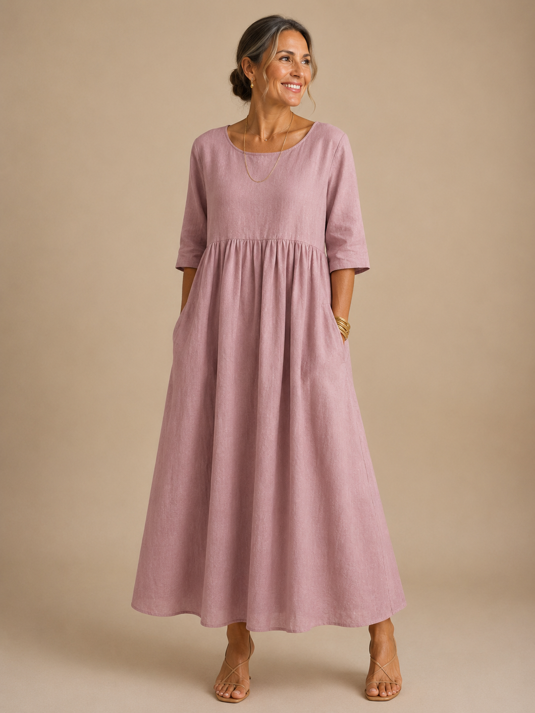 Robe à taille froncée et coupe fluide