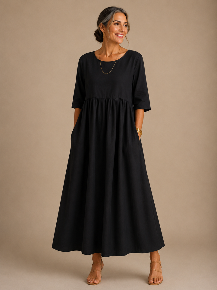 Robe à taille froncée et coupe fluide