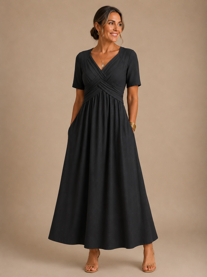 Robe midi élégante à col V
