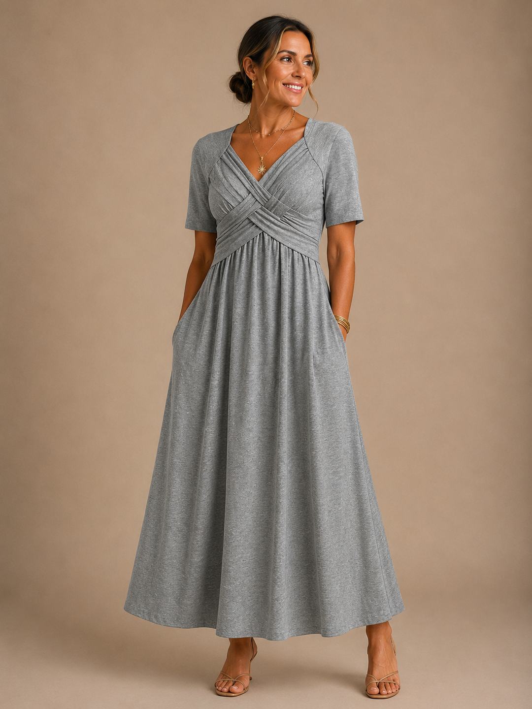 Robe midi élégante à col V