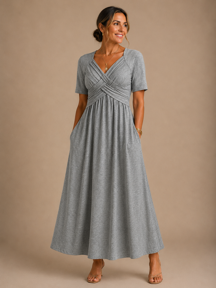 Robe midi élégante à col V