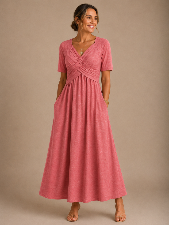Robe midi élégante à col V