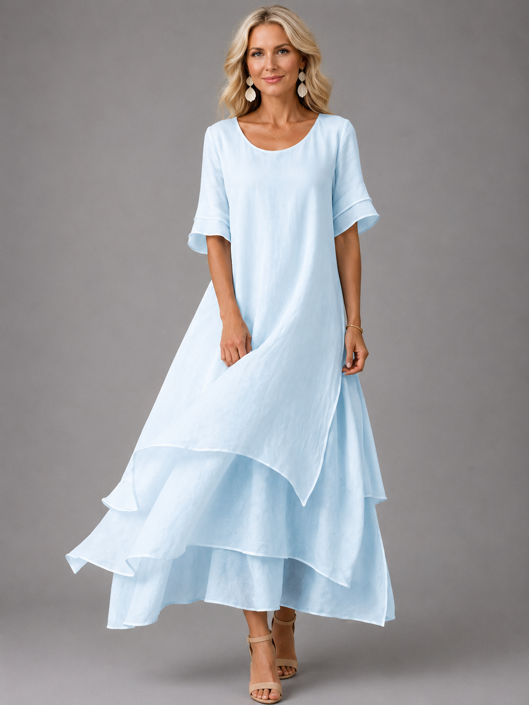 Robe longue fluide à volants