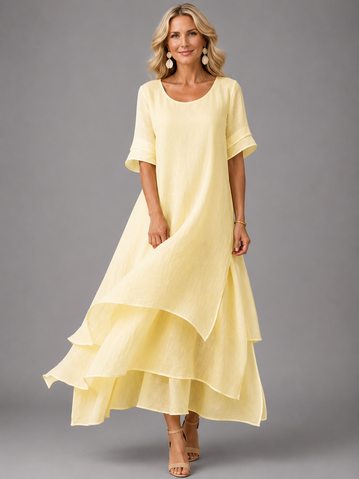 Robe longue fluide à volants