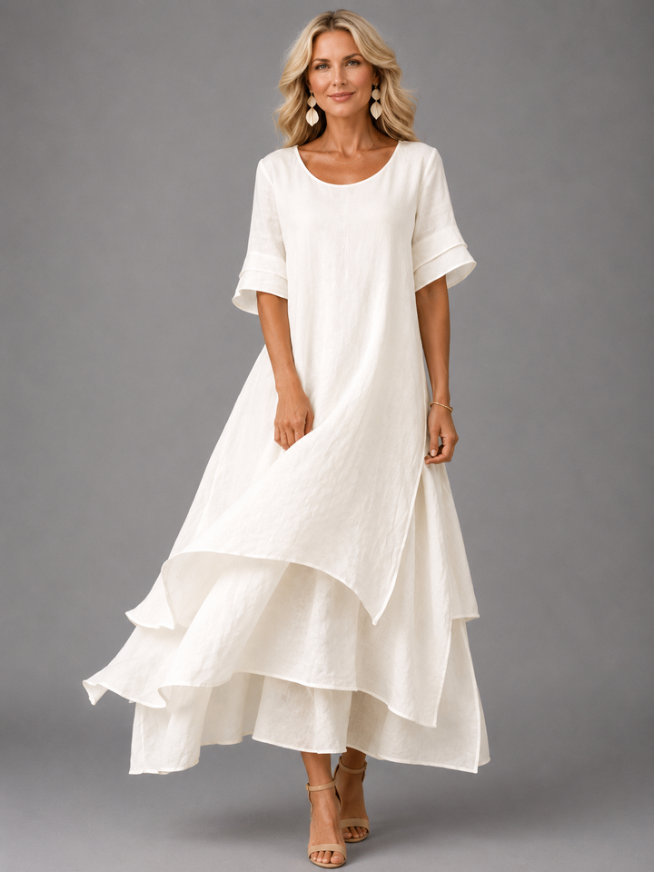 Robe longue fluide à volants