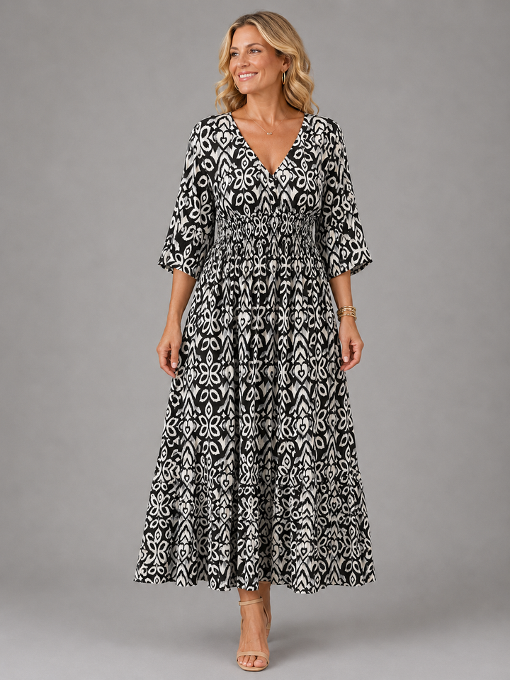 Robe midi fluide d’inspiration bohème