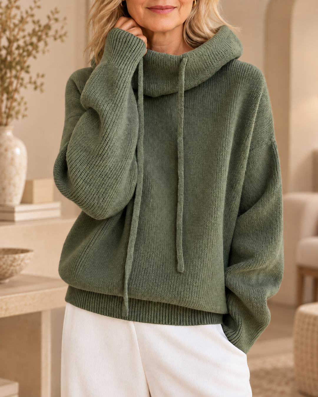 Pull en maille à capuche
