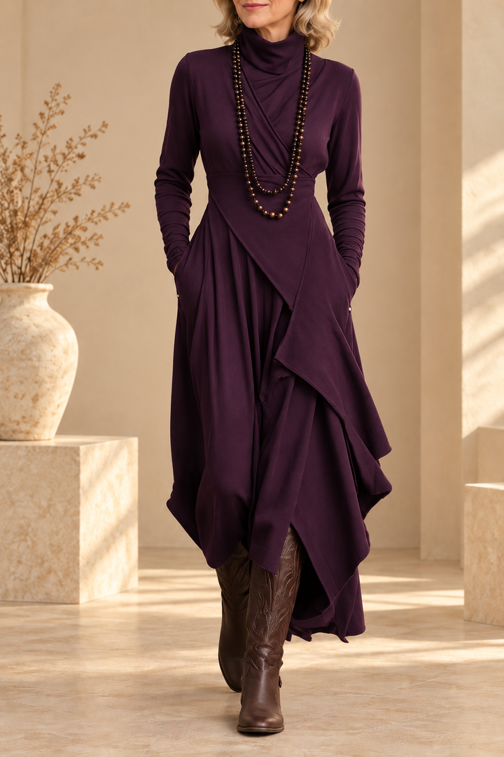 Robe longue à col roulé