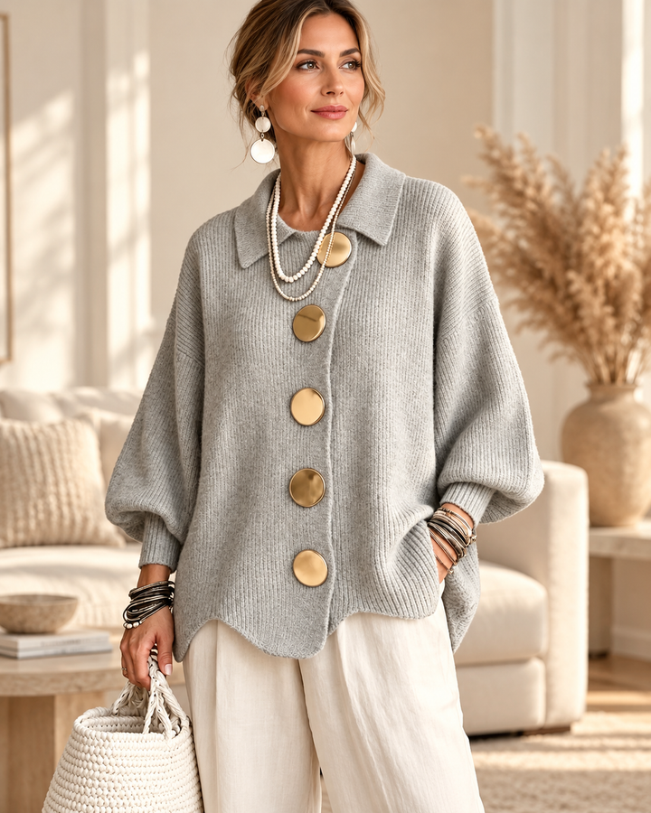 Gilet ample à col boutonné