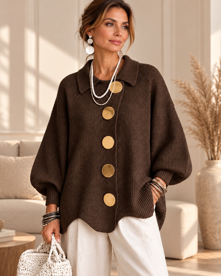 Gilet ample à col boutonné