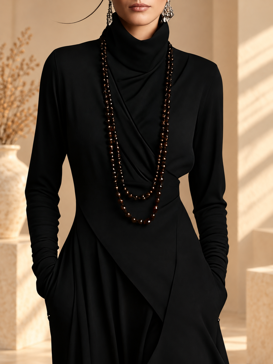 Robe longue à col roulé